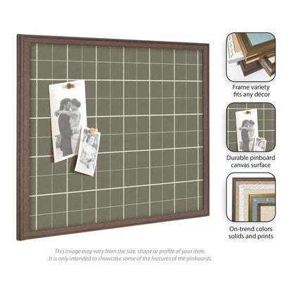Framed Fabric Pinboard Sage Green Plaid Wall Organization