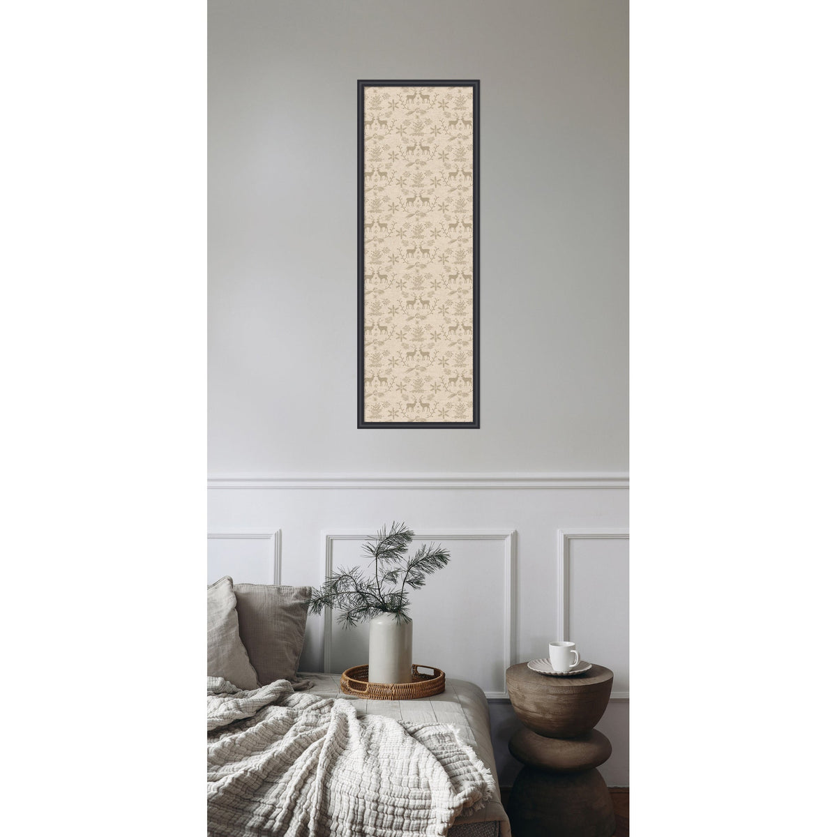 Framed Fabric Magnetic Board Reindeer Linen Wall Organization