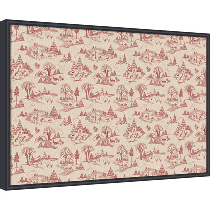 Framed Fabric Magnetic Board Wonderland Red Toile Wall Organization