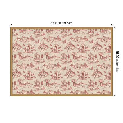 Kate and Laurel Framed Fabric Pinboard Wonderland Red Toile
