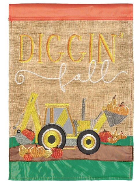 Flag Diggin Fall Backhoe Burlap