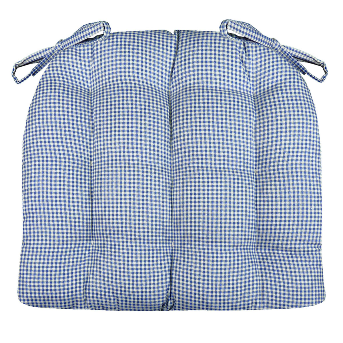 Madrid Dark Blue Gingham Dining Chair Pads - Made in USA - 100% Cotton - Machine Washable