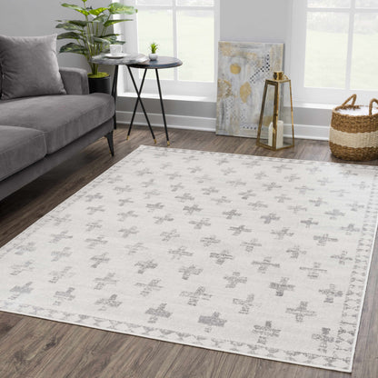 Tigris Swiss Cross Ivory&amp;Gray Area Rug