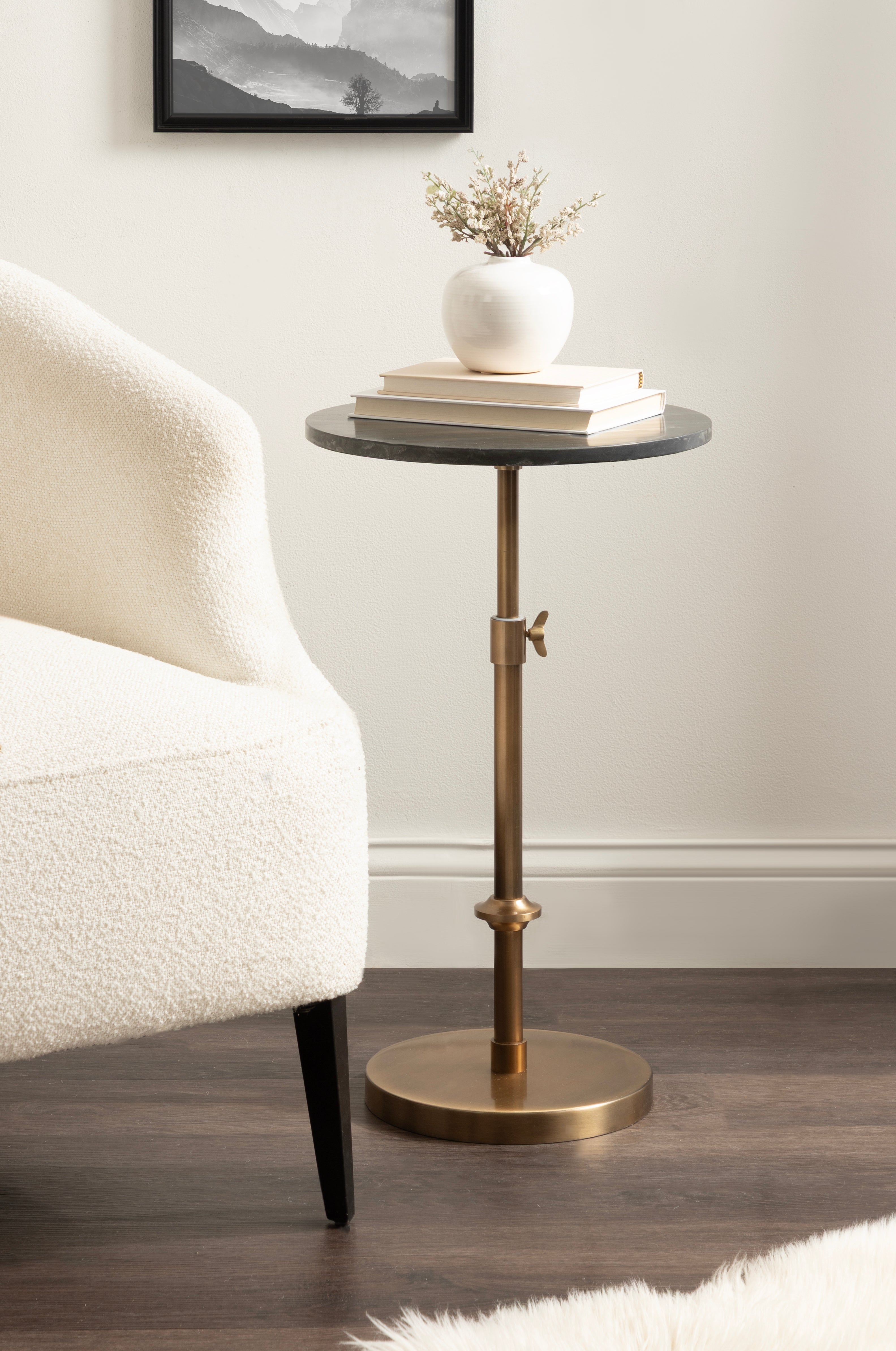 Engles Adjustable Marble Table and Plant Stand