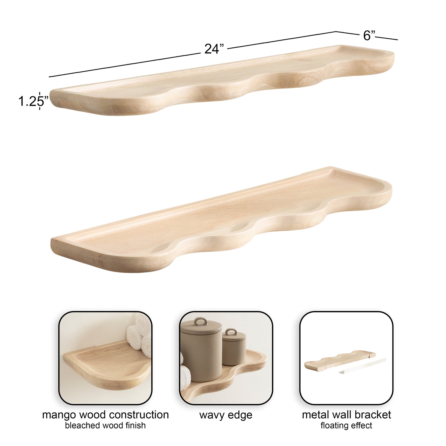 Alezar Wood Shelf Set