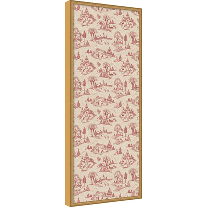 Kate and Laurel Framed Fabric Pinboard Wonderland Red Toile
