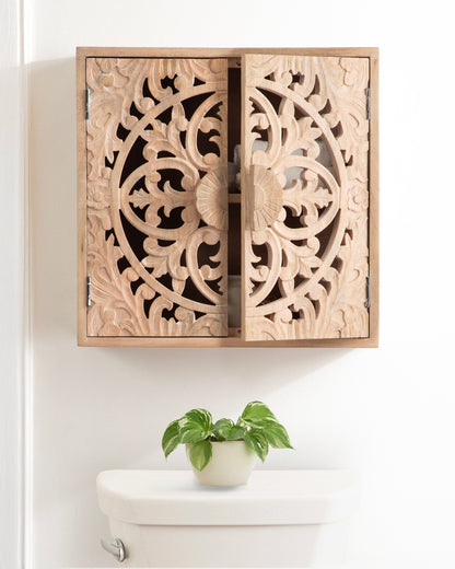 Saanvi Carved Wood Wall Cabinet