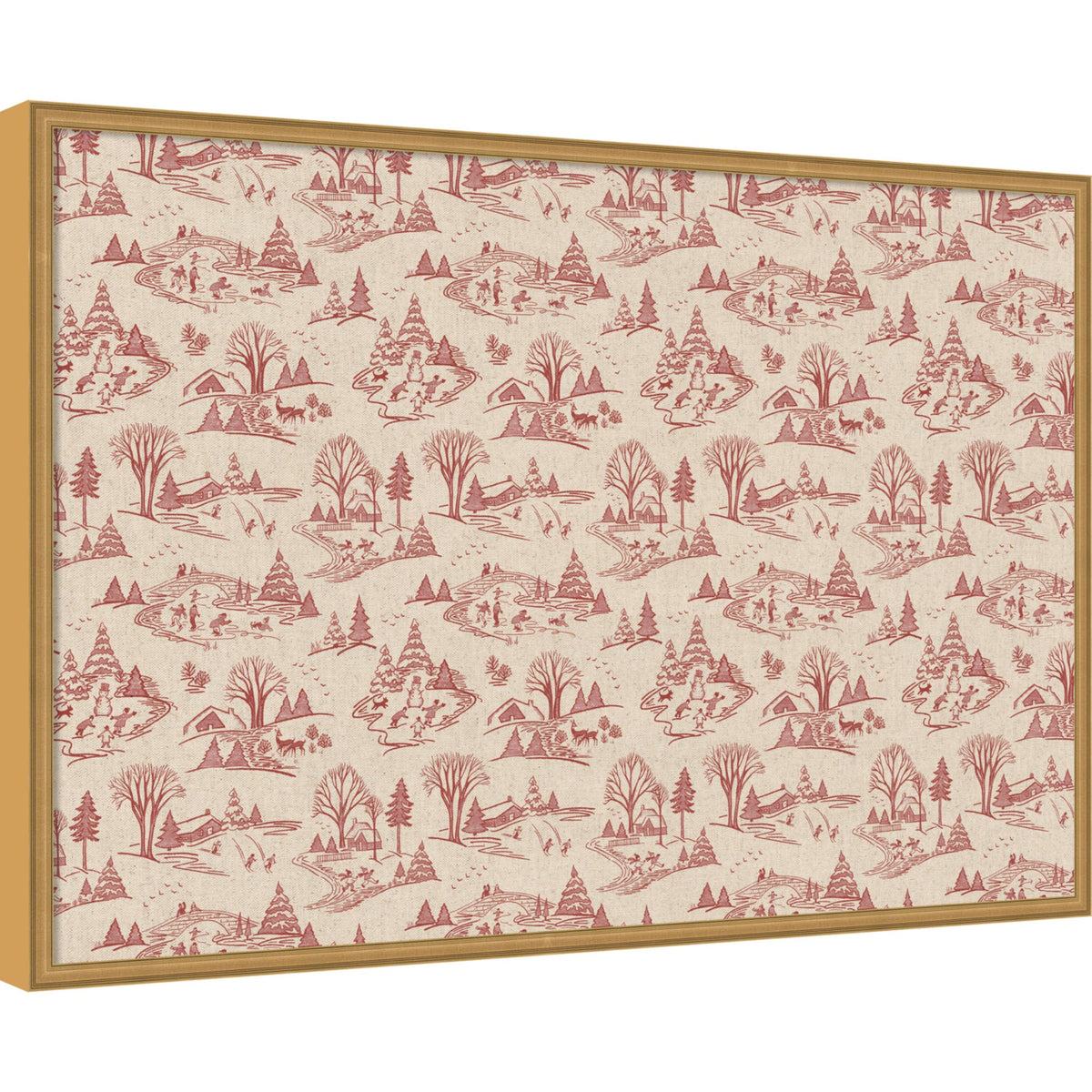 Framed Fabric Magnetic Board Wonderland Red Toile Wall Organization