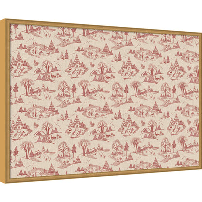 Framed Fabric Magnetic Board Wonderland Red Toile Wall Organization