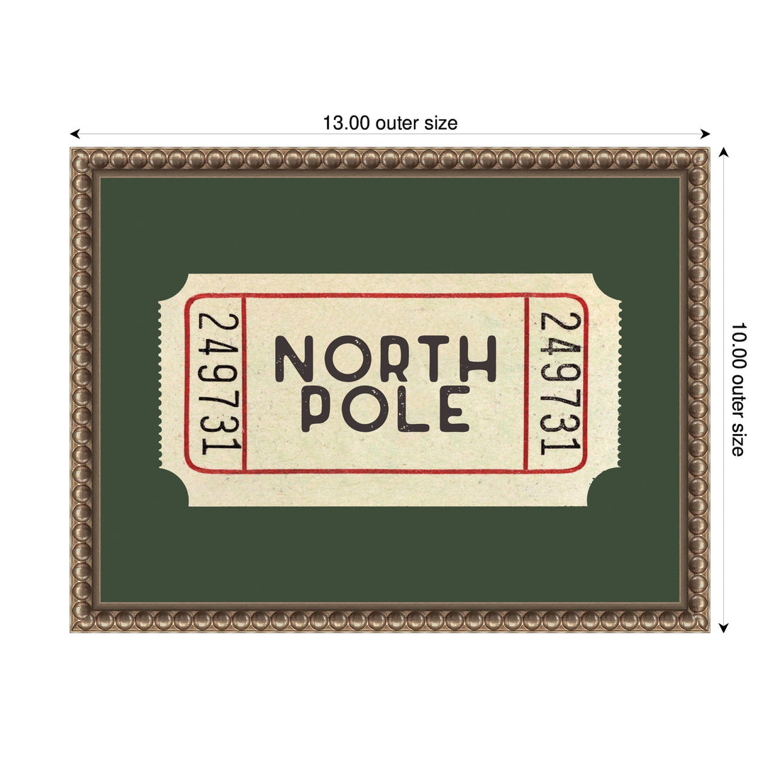 North Pole Green Ticket by Kikiandnim Framed Canvas Wall Art Print