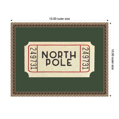 North Pole Green Ticket by Kikiandnim Framed Canvas Wall Art Print