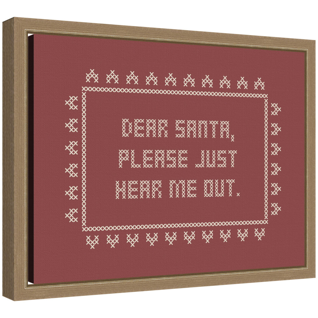 Dear Santa Cross Stitch by Kikiandnim Framed Canvas Wall Art Print