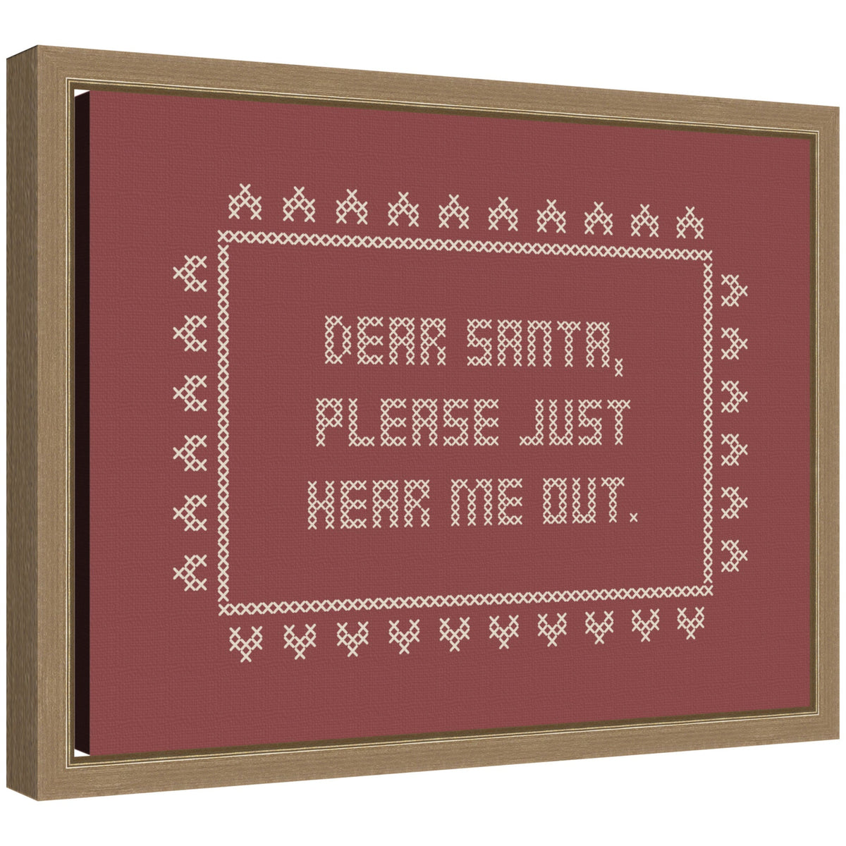 Dear Santa Cross Stitch by Kikiandnim Framed Canvas Wall Art Print