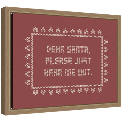 Dear Santa Cross Stitch by Kikiandnim Framed Canvas Wall Art Print