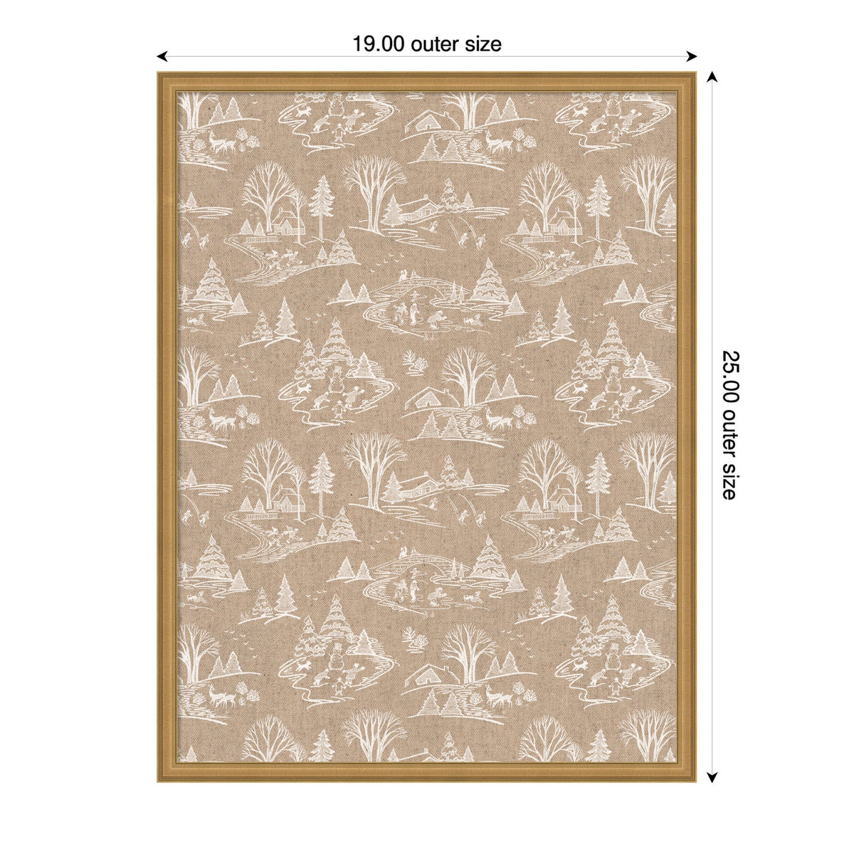 Kate and Laurel Framed Fabric Pinboard Wonderland White Toile