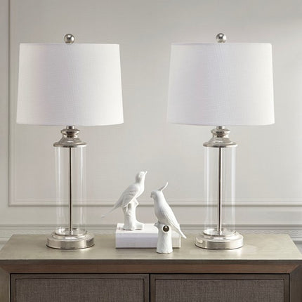 Clarity Glass Cylinder Table Lamp Set of 2