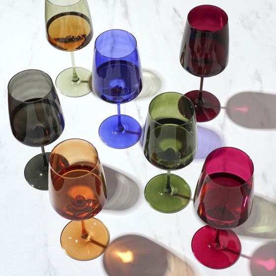 Reserve Nouveau Crystal Wine Glasses in Amber