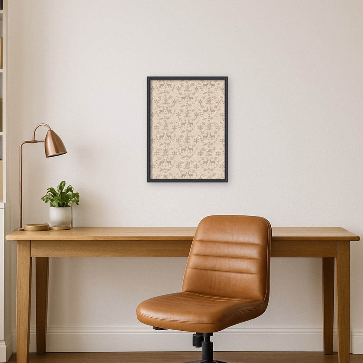 Framed Fabric Magnetic Board Reindeer Linen Wall Organization