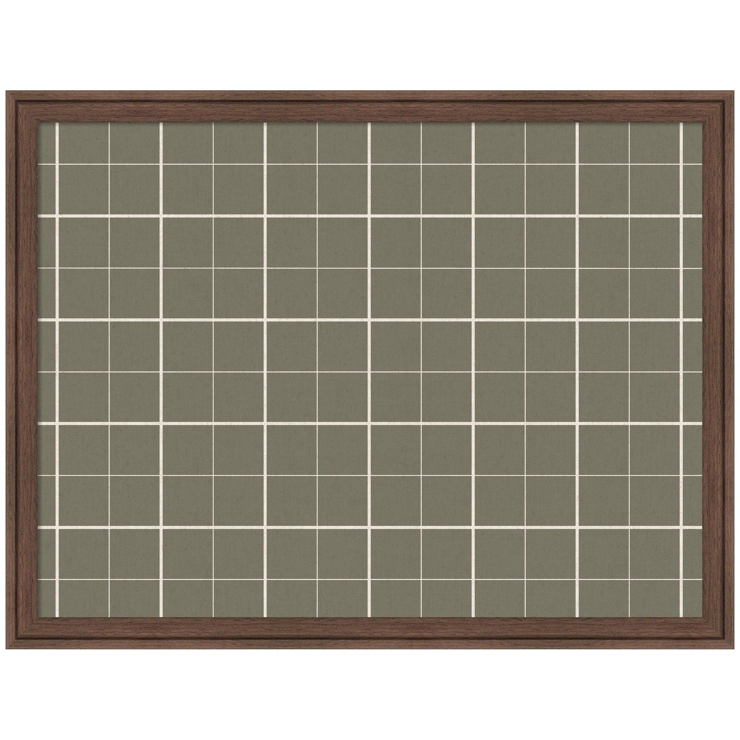 Framed Fabric Pinboard Sage Green Plaid Wall Organization