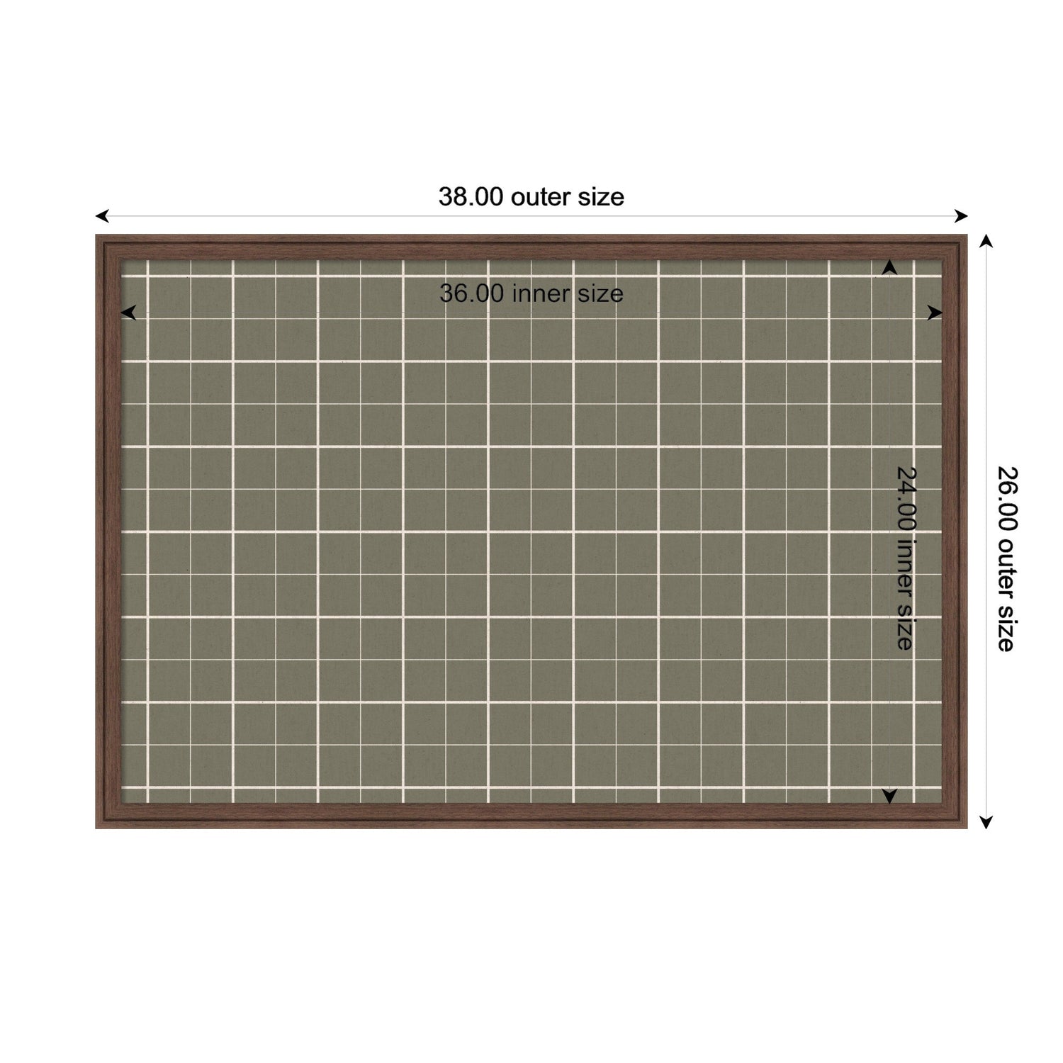 Framed Fabric Pinboard Sage Green Plaid Wall Organization