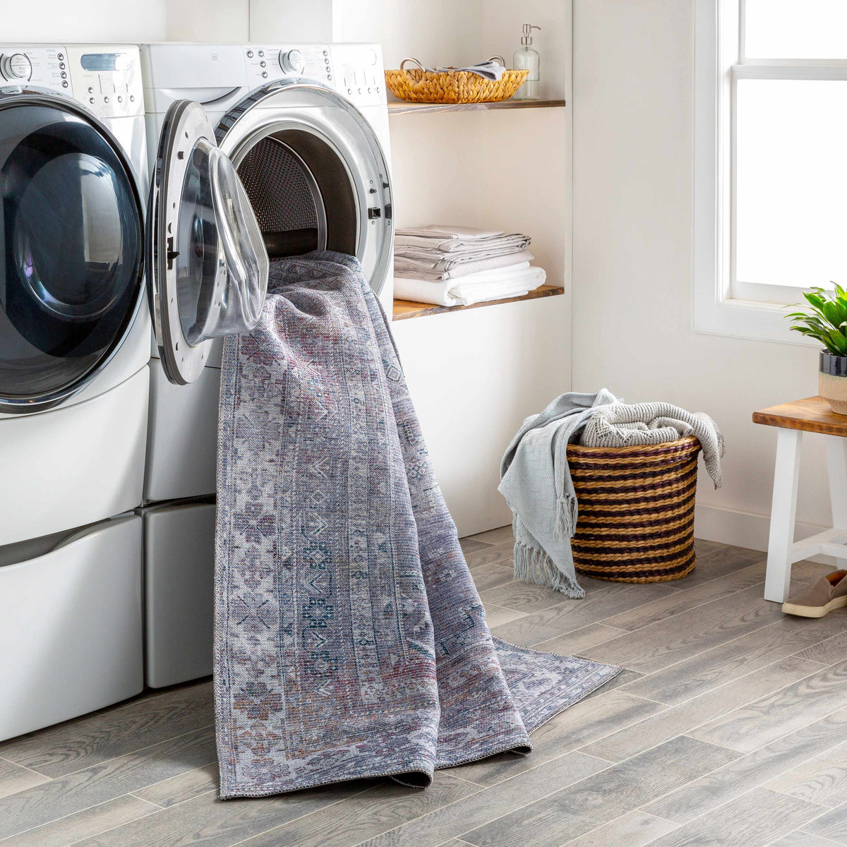 Baltinglass Gray Tumble Dry Washable Rug - Promo