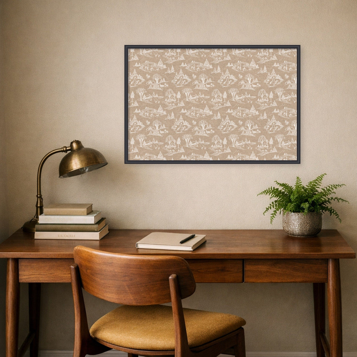 Kate and Laurel Framed Fabric Pinboard Wonderland White Toile