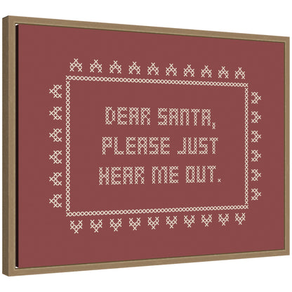 Dear Santa Cross Stitch by Kikiandnim Framed Canvas Wall Art Print