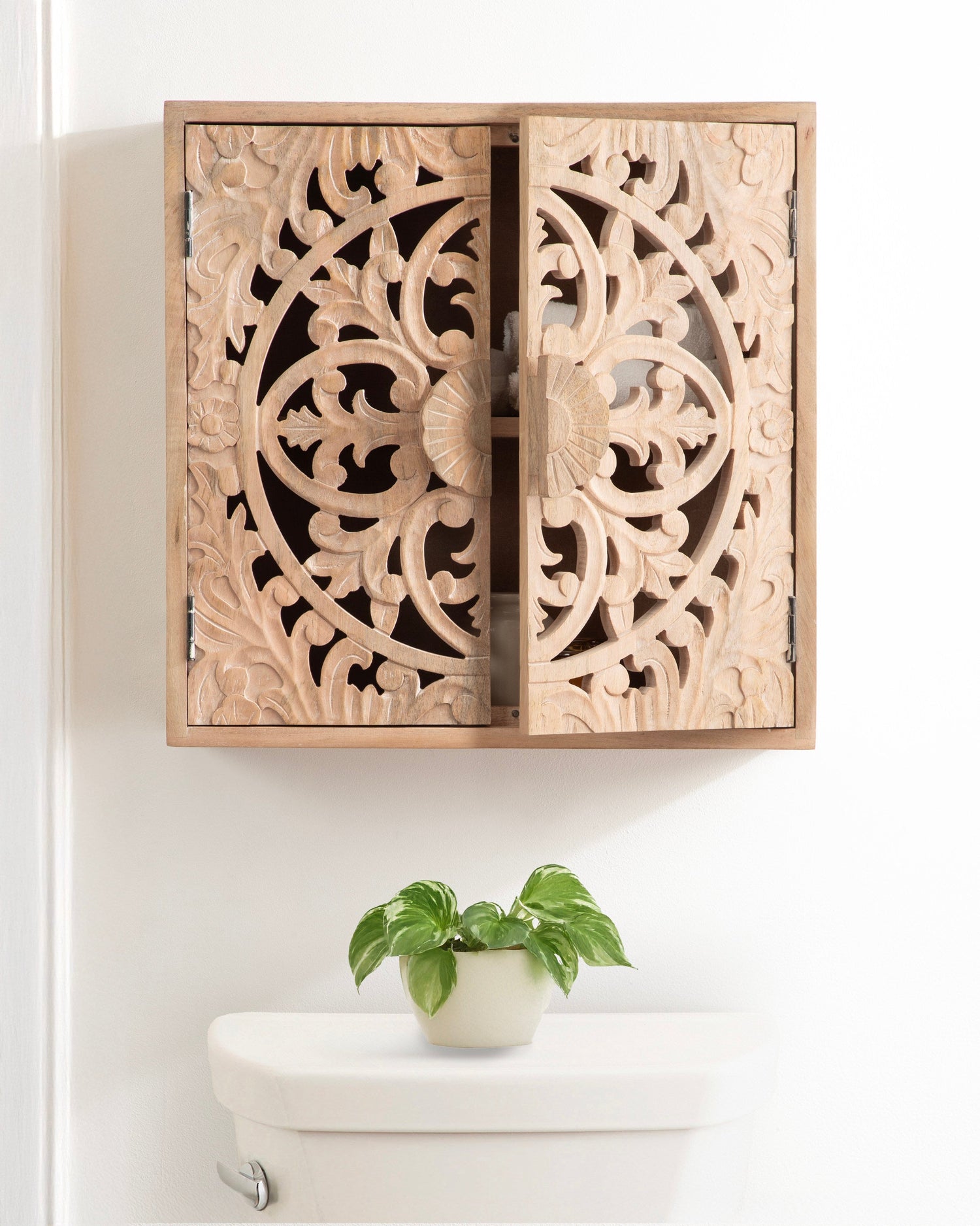 Saanvi Carved Wood Wall Cabinet