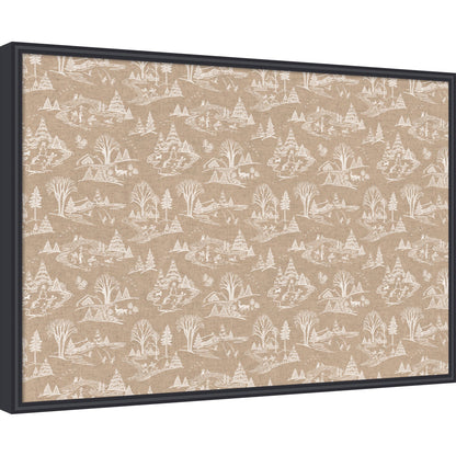 Kate and Laurel Framed Fabric Pinboard Wonderland White Toile