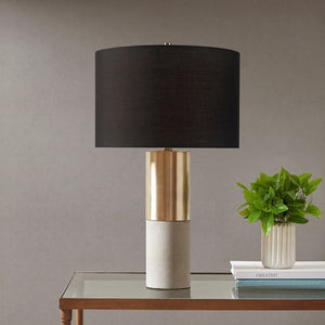 Fulton Concrete Table Lamp- Gold/Grey/Black