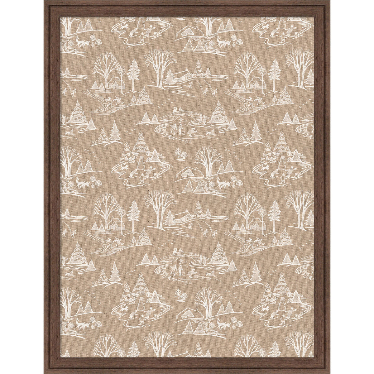 Kate and Laurel Framed Fabric Pinboard Wonderland White Toile