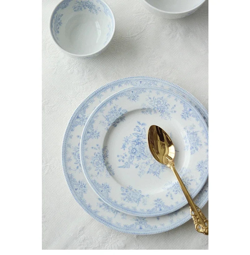 English Pastoral-Painted Peony Underglaze Ceramic Dinnerware