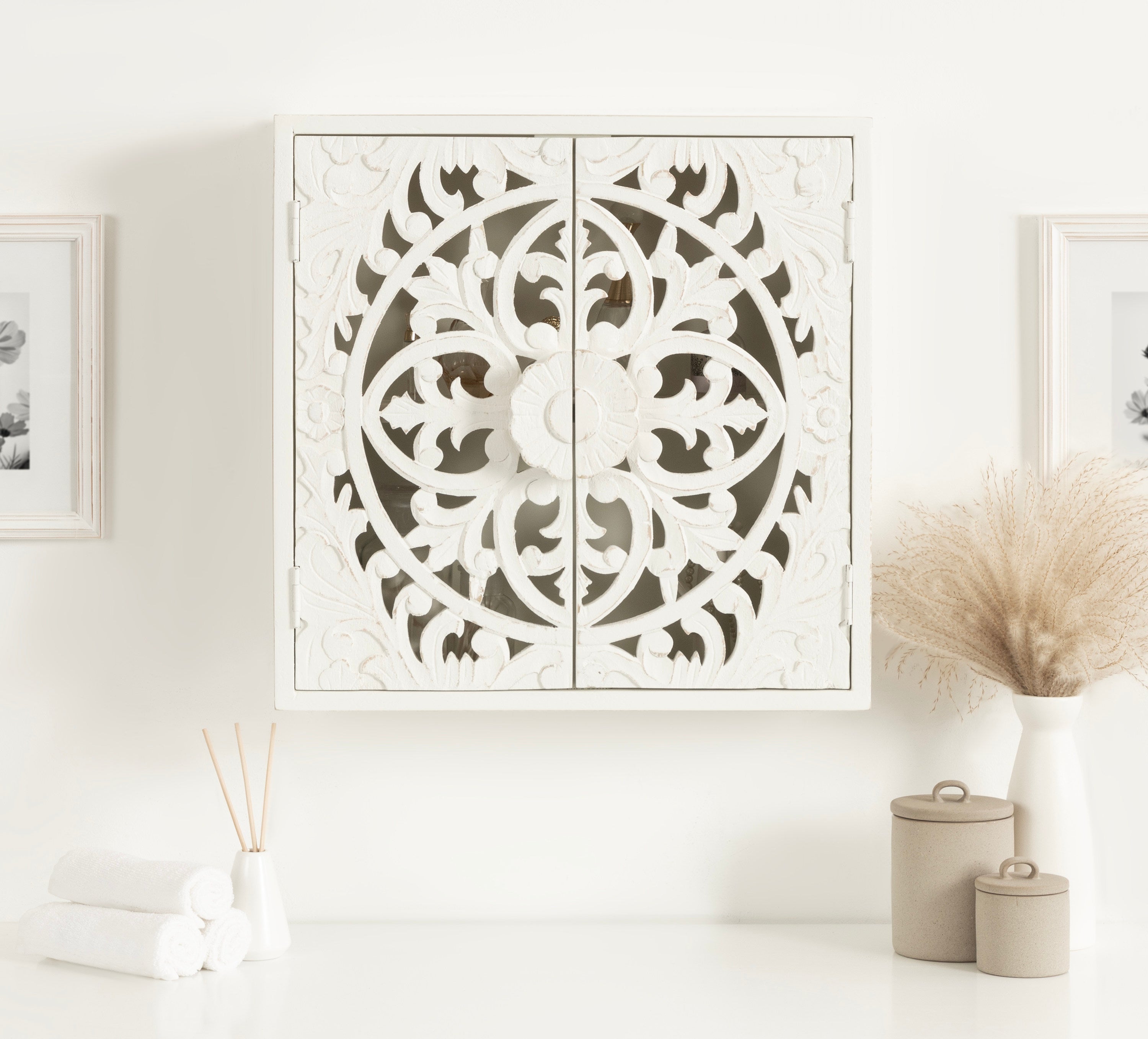 Saanvi Carved Wood Wall Cabinet