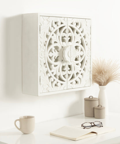 Saanvi Carved Wood Wall Cabinet