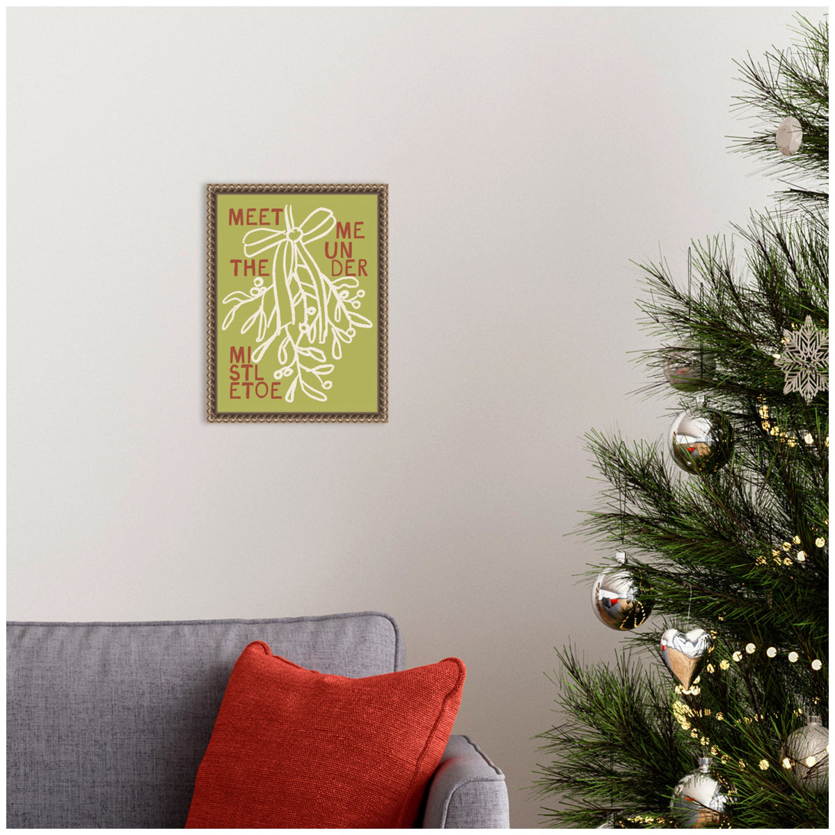 Mistletoe by Kikiandnim Framed Canvas Wall Art Print