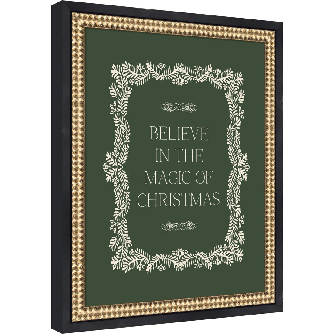 Christmas Magic Green by Kikiandnim Framed Mounted Canvas Wall Art Print