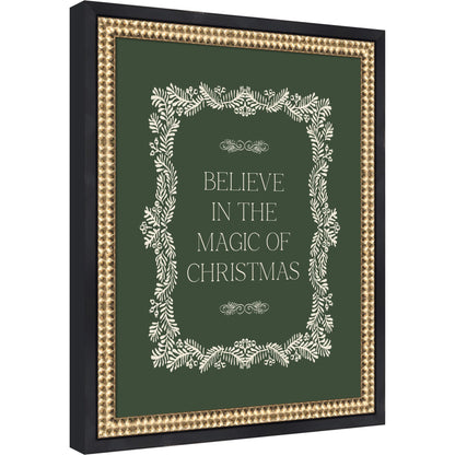 Christmas Magic Green by Kikiandnim Framed Mounted Canvas Wall Art Print