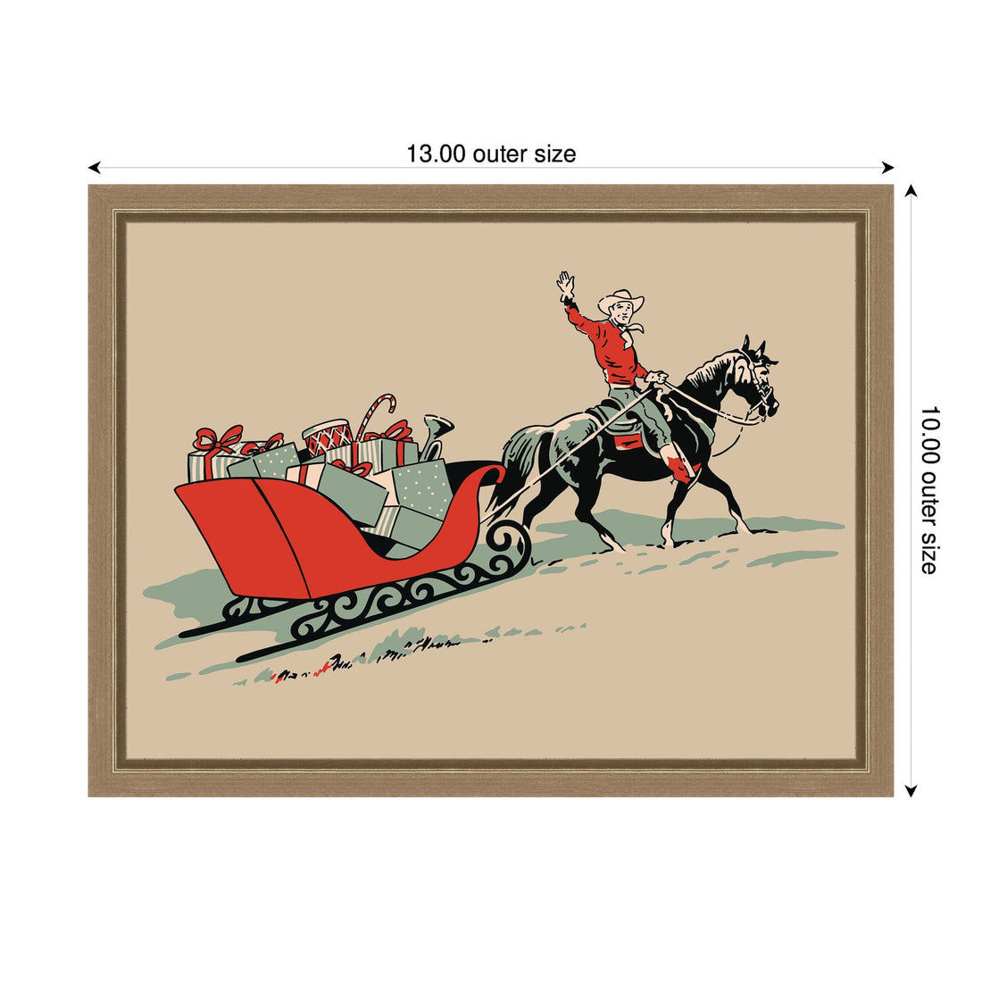 Christmas Cowboy by Megan Ryan Framed Canvas Wall Art Print