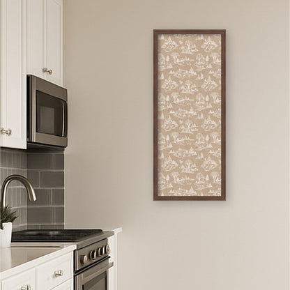 Kate and Laurel Framed Fabric Pinboard Wonderland White Toile