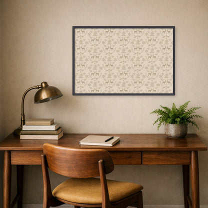 Framed Fabric Magnetic Board Reindeer Linen Wall Organization