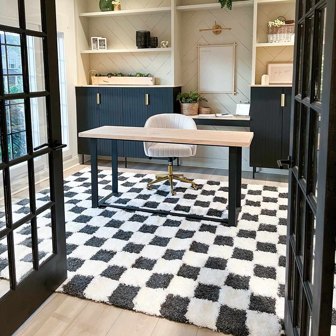 Atira Black &amp; White Checkered Area Rug