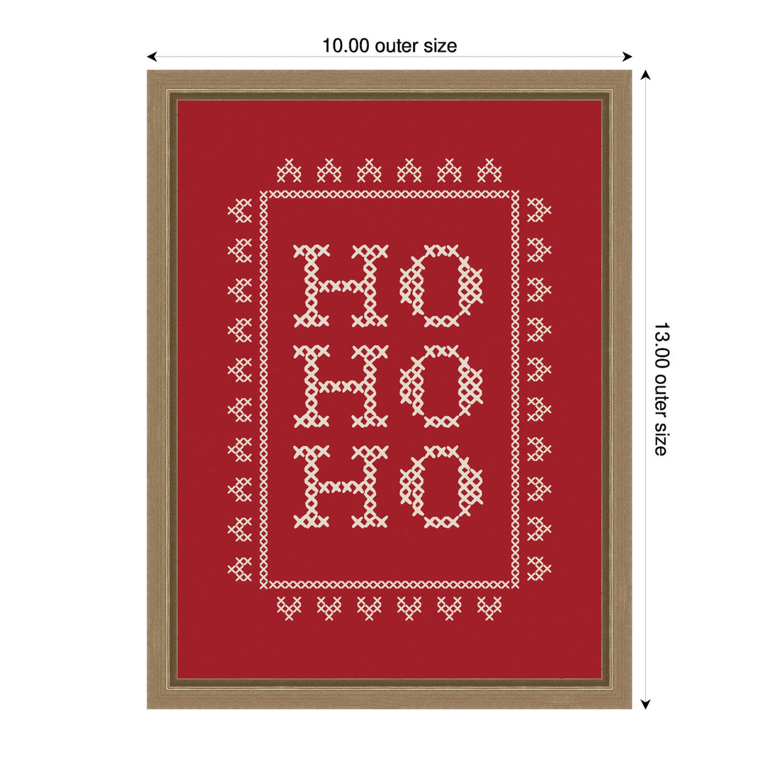 Ho Ho Ho Cross Stitch Red by Kikiandnim Framed Canvas Wall Art Print