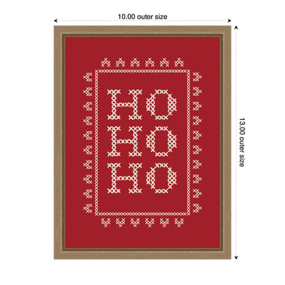 Ho Ho Ho Cross Stitch Red by Kikiandnim Framed Canvas Wall Art Print