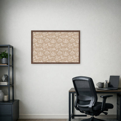 Framed Fabric Magnetic Board Wonderland White Toile Wall Organization
