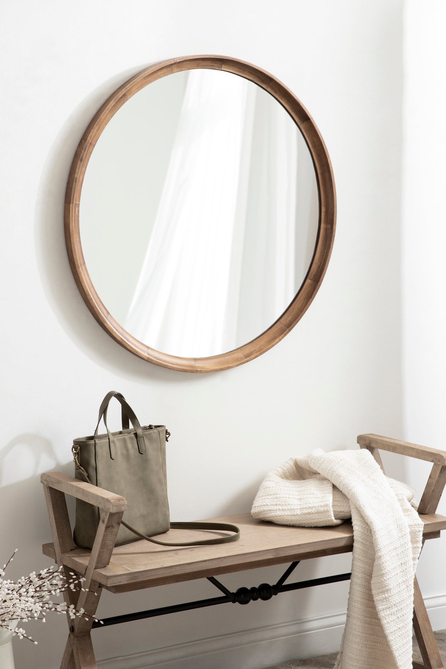 Hatherleigh Round Wood Wall Mirror