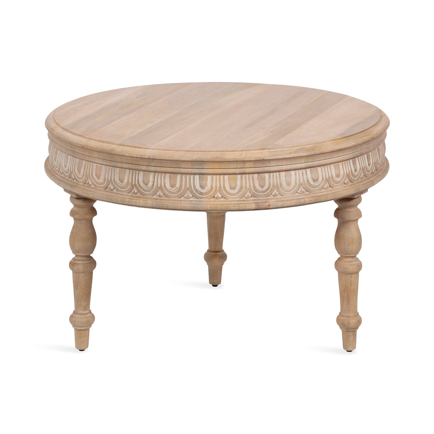 Patresa Carved Round Wood Coffee Table