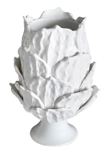 Foliage Footed Vase, White