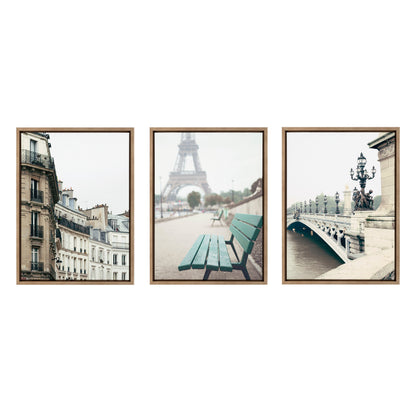Sylvie L Hotel, Paris Eiffel Tower Europe Travel and Pont Alexandre III Framed Canvas by Caroline Mint