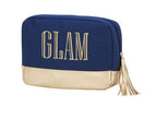 Gold Glam Navy Cabana Cosmetic Bag