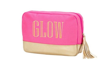 Gold Glow Hot Pink Cabana Cosmetic Bag